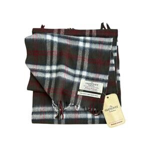 Kinloch Anderson Scarf 100% Pure Cashmere Glenlivet Collection Olive Plaid